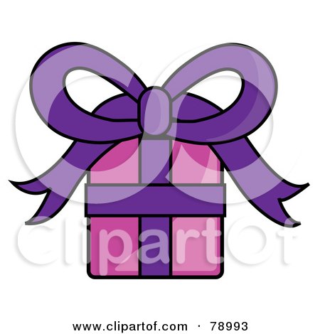 Royalty-Free (RF) Clipart Illustration of a Pink And Purple Wrapped Birthday Gift by Pams Clipart