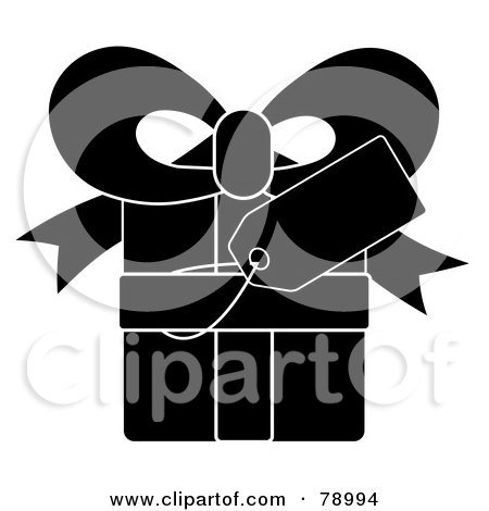 Royalty-Free (RF) Clipart Illustration of a Blank Gift Tag On A Black Present With White Lines by Pams Clipart