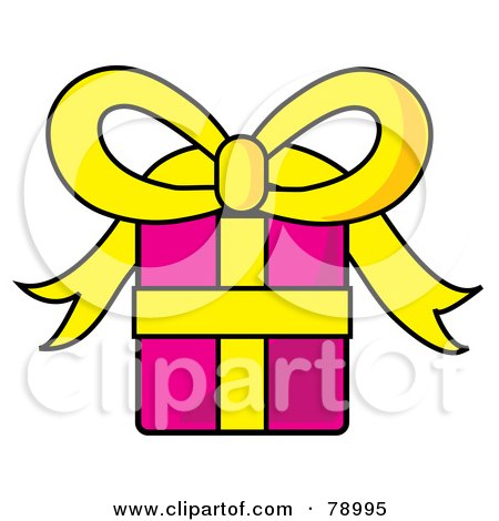 Royalty-Free (RF) Clipart Illustration of a Pink And Yellow Wrapped Birthday Gift by Pams Clipart