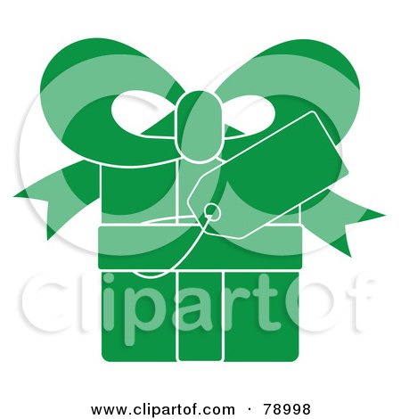 Royalty-Free (RF) Clipart Illustration of a Blank Gift Tag On A Green Present With White Lines by Pams Clipart