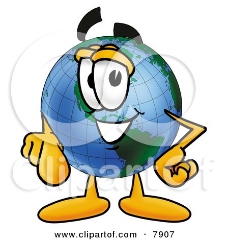 Clipart Picture of a World Earth Globe Mascot Cartoon Character Pointing at the Viewer by Mascot Junction