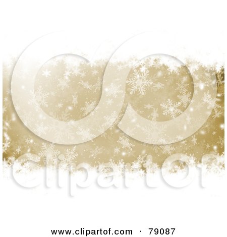 Royalty-Free (RF) Clipart Illustration of White Borders Over A Shiny Golden Snowflake Wallpaper Background by KJ Pargeter