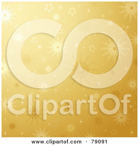 Royalty-Free (RF) Clipart Illustration of Golden Snowflake Background Wallpaper by KJ Pargeter