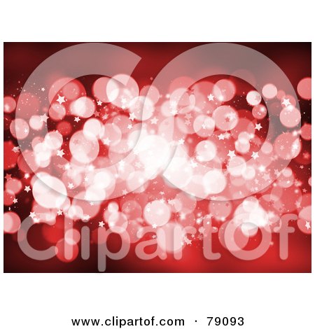 Royalty-Free (RF) Clipart Illustration of a Red Sparkly Light Background With Tiny Stars by KJ Pargeter