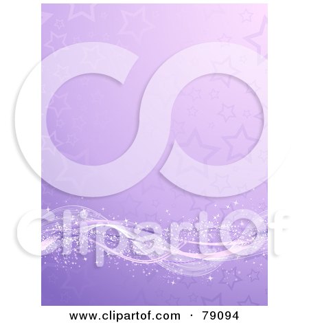 Royalty-Free (RF) Clipart Illustration of a Magical Sparkly Wave Flowing Along A Purple Starry Background by KJ Pargeter