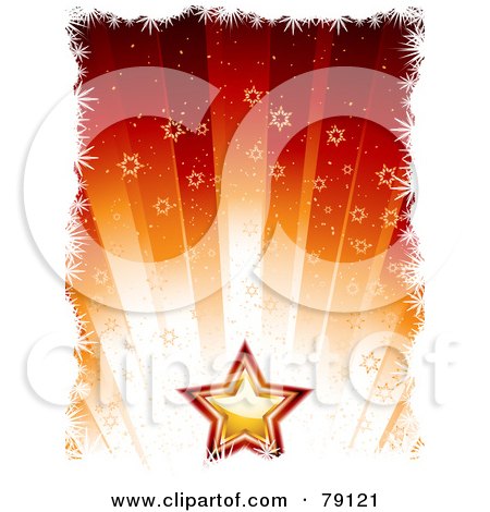 Royalty-Free (RF) Clipart Illustration of a Festive Golden And Red Star On A Background Of Snowflake Rays by elaineitalia