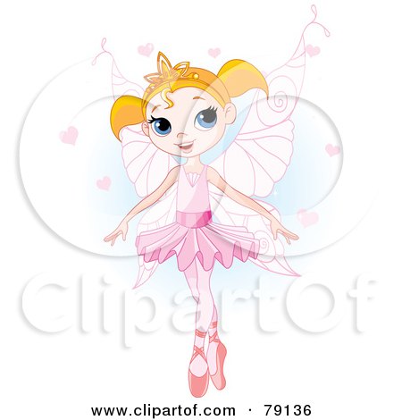 Royalty-Free (RF) Clipart Illustration of a Pretty Blond Ballet Princess In A Pink Tutu And Slippers by Pushkin