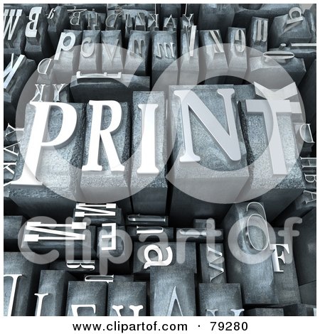 Royalty-Free (RF) Clipart Illustration of a 3d Group Of Typeset Blocks With Print In The Center - Version 1 by Frank Boston
