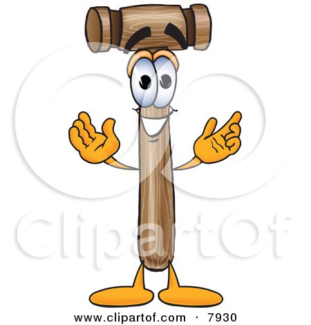 Clipart Picture of a Mallet Mascot Cartoon Character With Welcoming Open Arms by Mascot Junction