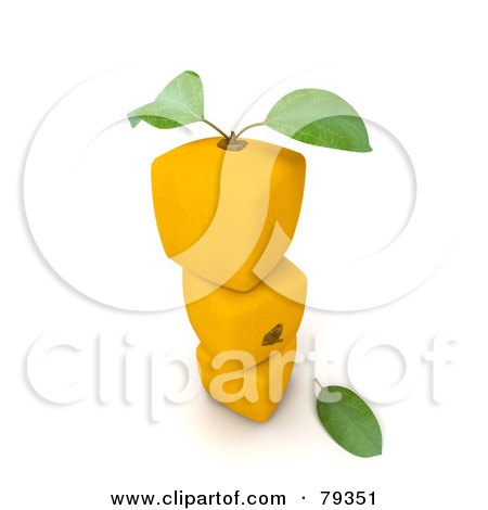 Royalty-Free (RF) Clipart Illustration of a Stack Of Three Cubic 3d Genetically Modified Oranges Or Lemons by Frank Boston
