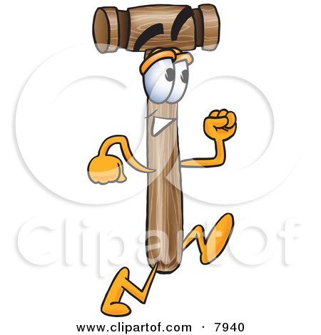 Clipart Picture of a Mallet Mascot Cartoon Character Running by Mascot Junction