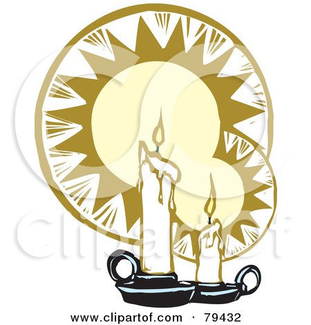 Royalty-Free (RF) Stock Illustration of a Pair Of Melting White Wax Candles In Front Of Suns by xunantunich