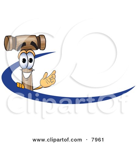 Clipart Picture of a Mallet Mascot Cartoon Character Logo With a Blue Dash by Mascot Junction
