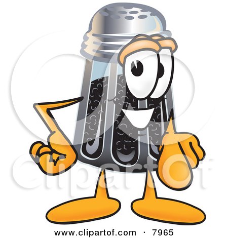 Clipart Picture of a Pepper Shaker Mascot Cartoon Character Pointing at the Viewer by Mascot Junction