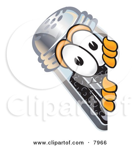Clipart Picture of a Pepper Shaker Mascot Cartoon Character Peeking Around a Corner by Mascot Junction