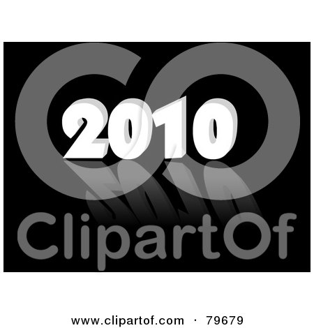 Royalty-Free (RF) Clipart Illustration of a White 3d 2010 On A Reflective Black Background by oboy