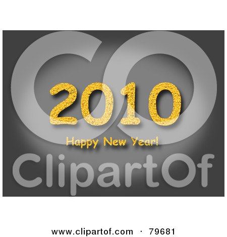 Royalty-Free (RF) Clipart Illustration of a Yellow Happy New Year Greeting Under 2010 On Gray by oboy