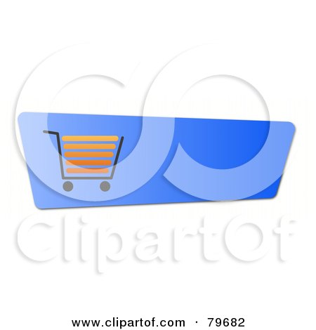 Royalty-Free (RF) Clipart Illustration of an Orange Shopping Cart On A Blue Checkout Website Button by oboy