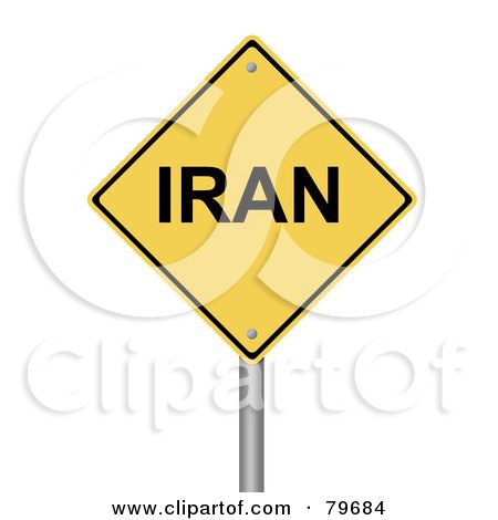 Royalty-Free (RF) Clipart Illustration of a Yellow Iran Warning Sign by oboy