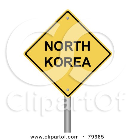 Royalty-Free (RF) Clipart Illustration of a Yellow North Korea Warning Sign by oboy
