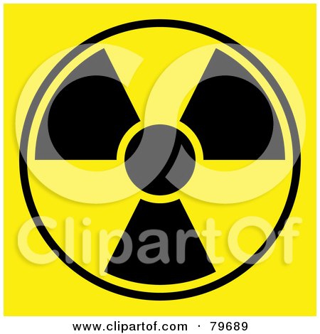 Royalty-Free (RF) Clipart Illustration of a Black And Yellow Radiation Symbol On Yellow by oboy