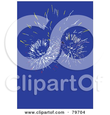 Royalty-Free (RF) Stock Illustration of a Blue Sky With Bursts Of Fireworks by Snowy