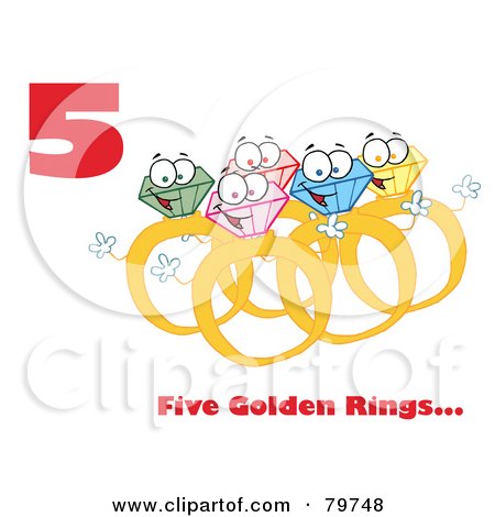 Royalty-Free (RF) Clipart Illustration of a Red Number Five And Text Over Gold Rings by Hit Toon