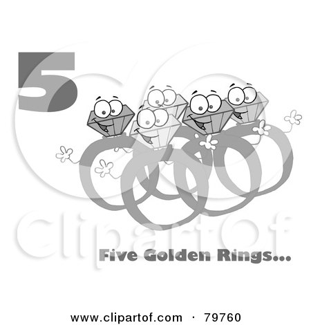 Royalty-Free (RF) Clipart Illustration of a Black And White Number Five And Text Over Rings by Hit Toon