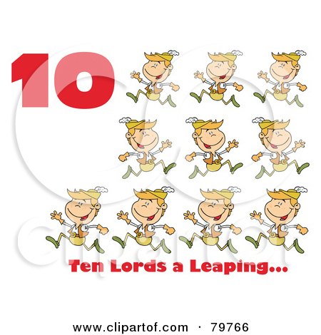 Royalty-Free (RF) Clipart Illustration of a Red Number Ten And Text By Lords A Leaping by Hit Toon