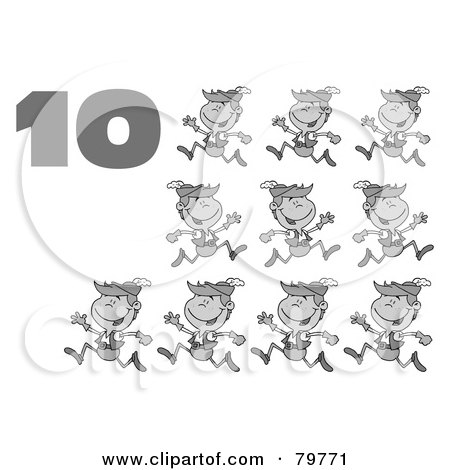 Royalty-Free (RF) Clipart Illustration of a Black And White Number Ten By Lords A Leaping by Hit Toon