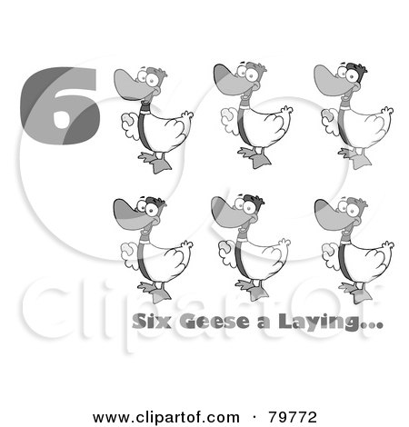 Royalty-Free (RF) Clipart Illustration of a Black And White Number Six With Text By Geese Laying Eggs by Hit Toon