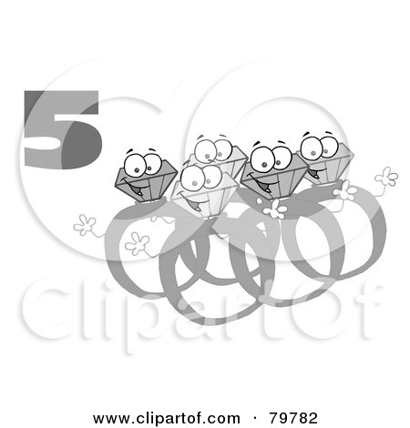 Royalty-Free (RF) Clipart Illustration of a Black And White Number Five Over Gold Rings by Hit Toon