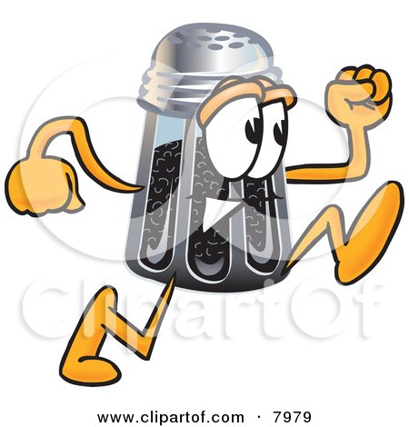 Clipart Picture of a Pepper Shaker Mascot Cartoon Character Running by Mascot Junction
