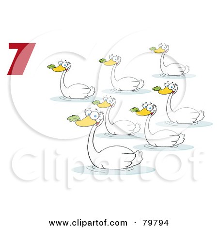 Royalty-Free (RF) Clipart Illustration of a Red Number Seven By Swimming Swans by Hit Toon