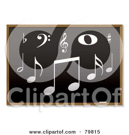 Royalty-Free (RF) Clipart Illustration of Music Notes And Symbols On A Blackboard by michaeltravers