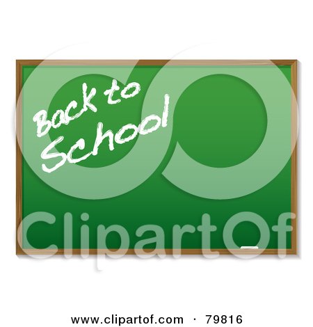 Royalty-Free (RF) Clipart Illustration of Back To School Written On A Green Chalk Board  by michaeltravers