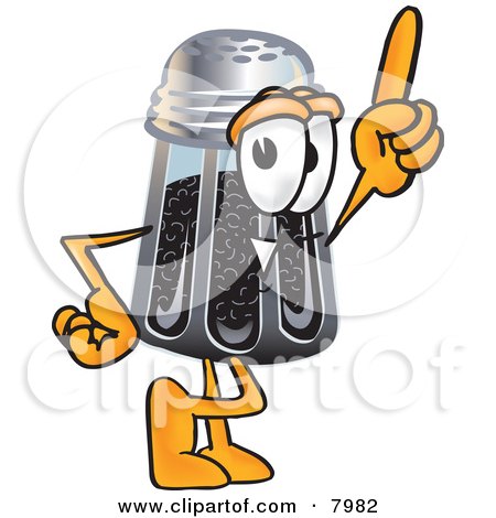 Clipart Picture of a Pepper Shaker Mascot Cartoon Character Pointing Upwards by Mascot Junction