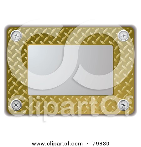 Royalty-Free (RF) Clipart Illustration of a Silver Metal Plate With Gold Textured Metal by michaeltravers