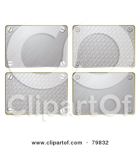 Royalty-Free (RF) Clipart Illustration of a Digital Collage Of Four Brushed And Diamond Plate Signs by michaeltravers