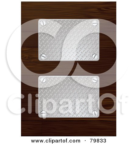 Royalty-Free (RF) Clipart Illustration of Two Silver Metal Plates On Wood by michaeltravers