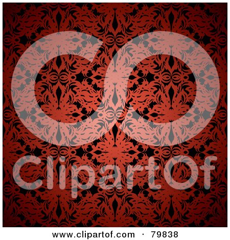 Royalty-Free (RF) Clipart Illustration of a Glowing Red Patterned Design Over Black by michaeltravers