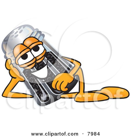 Clipart Picture of a Pepper Shaker Mascot Cartoon Character Resting His Head on His Hand by Mascot Junction
