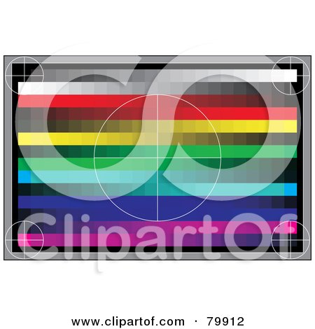 Royalty-Free (RF) Clipart Illustration of a Background Of A Pixelated Colorful Monitor Color Test by MilsiArt