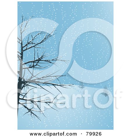 Royalty-Free (RF) Stock Illustration of a Bare Tree Framing The Scene Of Footprints Leading Up A Snowy Hillside by elaineitalia