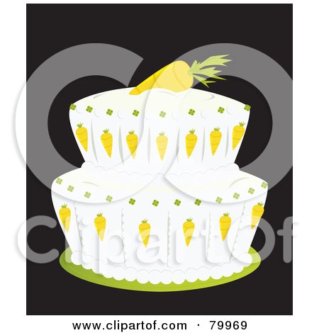 Royalty-Free (RF) Clipart Illustration of a Double Tiered Carrot Cake With A Carrot On Top by Randomway