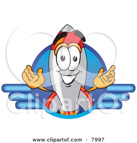 Clipart Picture of a Rocket Mascot Cartoon Character Logo by Mascot Junction