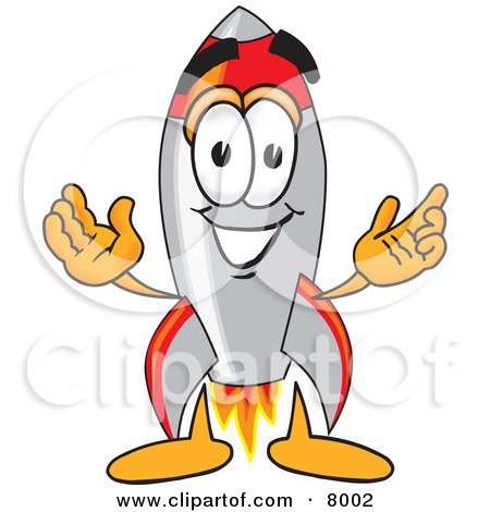 Clipart Picture of a Rocket Mascot Cartoon Character With Welcoming Open Arms by Mascot Junction