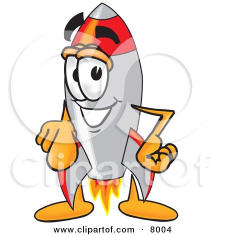 Clipart Picture of a Rocket Mascot Cartoon Character Pointing at the Viewer by Mascot Junction