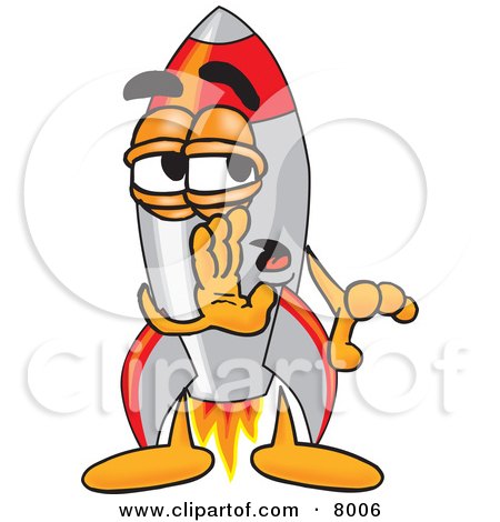 Clipart Picture of a Rocket Mascot Cartoon Character Whispering and Gossiping by Mascot Junction