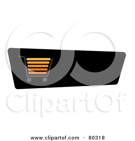 Royalty-Free (RF) Clipart Illustration of an Orange And Gray Shopping Cart On A Black Checkout Website Button by oboy